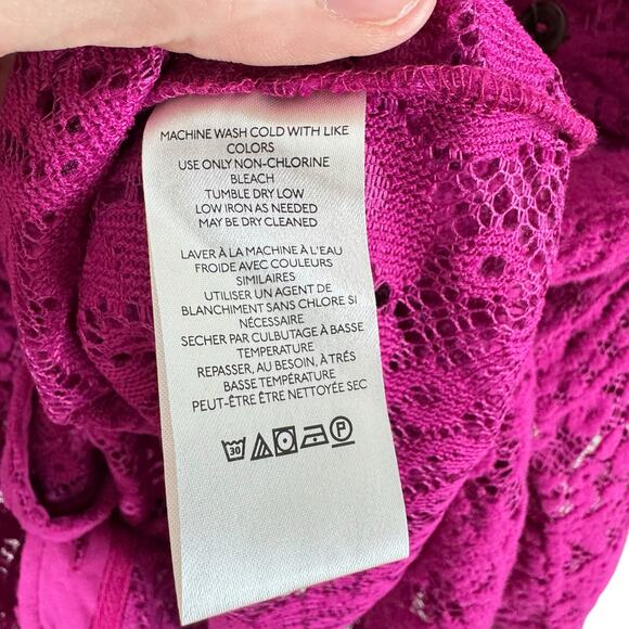 We The Free Ruby Lace Raspberry Shacket Jacket Button Up Oversized Size L - Picture 10 of 10